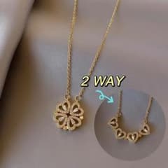 2wayネックレス　ハート　クローバー　18k ゴールドネックレス