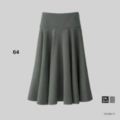 予約で専用出品 UNIQLO/ユニクロ【レーヨンミディスカート 64 オリーブ】フレア 上品