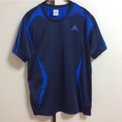adidas アディダス ラグラン袖 半袖 シャツ ネイビー×ブルー 2XOのサムネイル