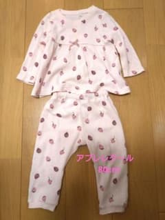 y*n様 アプレレクール　いちご柄　ワッフル長袖パジャマ　80cm 女の子のサムネイル
