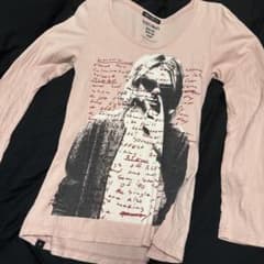 ヒステリックグラマー Kurt Cobain プリント 長袖Tシャツ ピンク