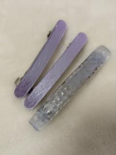 ヘアクリップ 3本セット パープル クリアのサムネイル