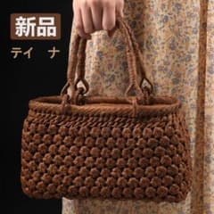 六角花結び編み 山葡萄 かごバッグ 職人手編み 手提げ 内布付き - メルカリ