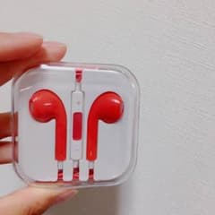マイク付きイヤホン iPhone レッドのサムネイル