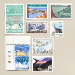 週末限定100円引！】外国切手8枚（世界のエネルギー、ダム切手