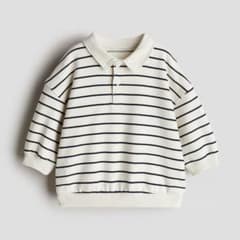 H&Mベビー　ボーダー襟付きスウェットトップス　4-6Mのサムネイル