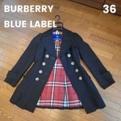 バーバリー ブルーレーベル ナポレオンブラックコート プリーツ 36