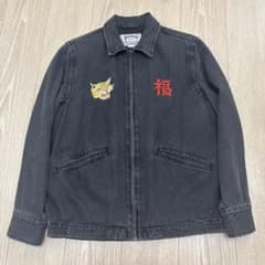HOUSTON デニム スカジャン 虎 福 刺繍 HOUSTON デニム スカジャン 虎 福 刺繍 - メルカリ