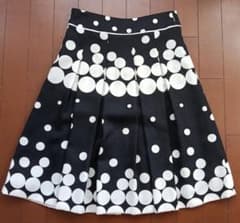 ROPE レトロ水玉プリーツスカート ひざ丈のサムネイル