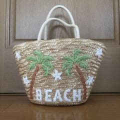 ヤシの木刺繍入り かごバッグ BEACHデザインのサムネイル