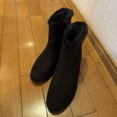 ファー付きブラックショートブーツブラックのサムネイル