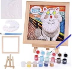 子供用 お絵描きキット 工作キット 可愛い猫のアート 塗り絵 叫び猫