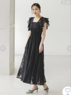 SNIDEL ブラック フリルスリーブ ドレス M 美品のサムネイル