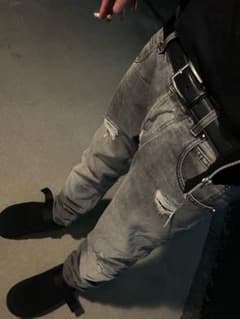 PIERRE BALMAIN ピエールバルマンダメージ加工デニムパンツバイカー