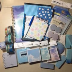 青系　文房具　28点セットのサムネイル