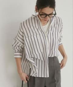 【美品】ANGIE シアーオーバーサイズバンドカラーシャツのサムネイル