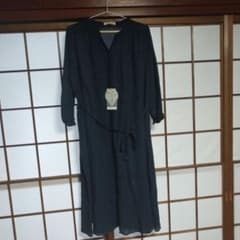 ネイビー シャツワンピース ロング丈のサムネイル
