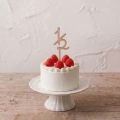 【匿名配送】ハーフバースデー 1/2 ケーキトッパー 木製 ハンドメイド