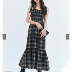 【GRL】チェック柄リボンシャーリングワンピース tg735 春夏秋キャミワンピのサムネイル