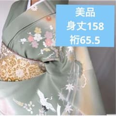 【美品】訪問着 くすみグリーン 鶴 四季花 正絹 上品 金彩 人気 アースカラー 美品】訪問着 くすみグリーン 鶴 四季花 正絹 上品 金彩 人気 アース