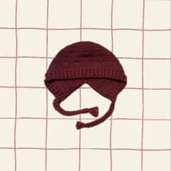 バラクラバ　耳当て付き　ニット帽　かぎ編み　ハンドメイド　赤のサムネイル