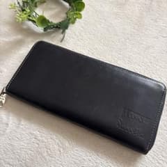 ポールスミス 長財布 ラウンドジップ レザー 紺 ロゴ マルチストライプ
