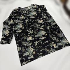 jute… 大人可愛い 花柄 チュニック ネイビー ボタニカル柄 体型カバー Mのサムネイル