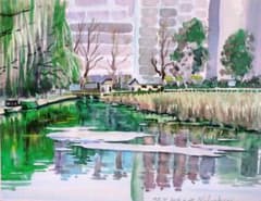 水彩画 風景画 緑系 額装済み F6サイズ - メルカリ