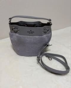 新品未使用　kate spadeフランシー2WAYファーバケットバッグ　グレー