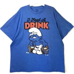 スマーフ THE SMURFSキャラクターTシャツドリンクヴィンテージブルー