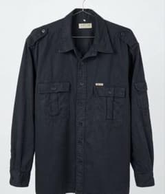 JOHN F. GEE ミリタリー風 長袖ワークシャツ XL ブラックのサムネイル