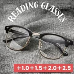 [+1.0 +1.5 +2.0 +2.5] Reading Glasses, Half-Rim, Black
