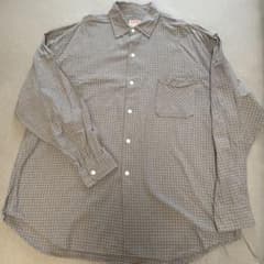 レギュラーカラー ロングスリーブチェックシャツ/シワ加工/リラックスフィットのサムネイル