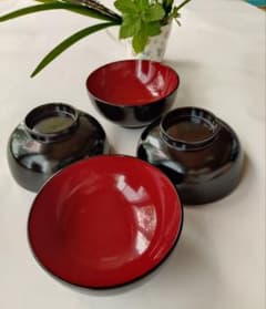 漆器 椀 4客セット 溜塗り 朱塗り 伝統工芸のサムネイル