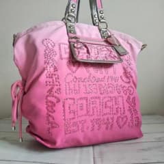 y2k COACH ポピーラインストーン グラデーションバッグ ピンク×シルバー y2k COACH ポピーラインストーン グラデーションバッグ ピンク