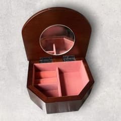 木製ジュエリーボックス アンティーク調 収納 小物入れ 鏡付き レトロ