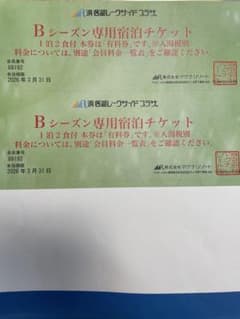 浜名湖レークサイドプラザ　Bシーズン1泊2食付 【有料券】　1枚のサムネイル