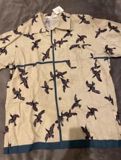 アロハシャツ 鳥柄 ベージュ M 岡重のサムネイル