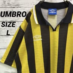 90s UMBRO ヴィンテージ ゲームシャツ ストライプ 黄黒 アクロス社 L