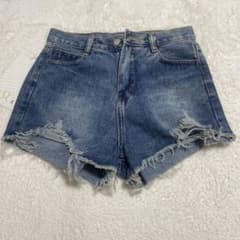 y2k ダメージ加工 デニムショートパンツ Lサイズ - メルカリ