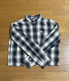 Carhartt 長袖チェックシャツ 短丈 ネイビー/ホワイトのサムネイル