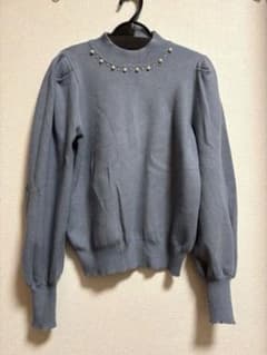 MAJESTIC LEGON パール付き ハイネックニット 長袖 ブルーのサムネイル
