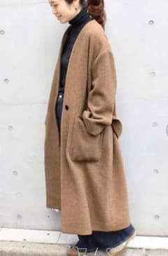 ウールモッサーノーカラーコートのサムネイル