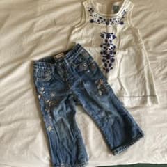 babyGap 刺繍トップス＆デニムパンツ 2点セット
