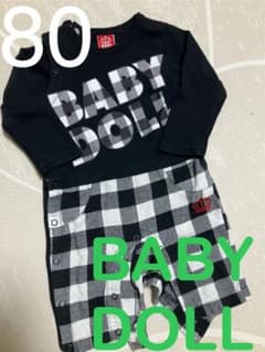 【BABY DOLL】チェック柄 ロンパース 80 ブラックのサムネイル