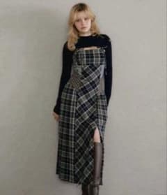 andmary Nadia check long dress blackのサムネイル