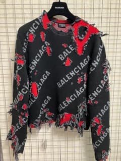 ★レア★BALENCIAGA★バレンシアガ ダメージ ニット セーター Ｍのサムネイル