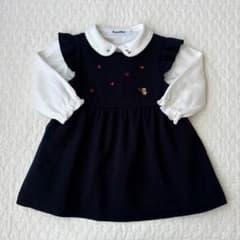 ファミリア ワンピース くま りんご ネイビー 80 - メルカリ