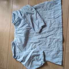 幼稚園用スモック 水色 チェック柄 100cmのサムネイル