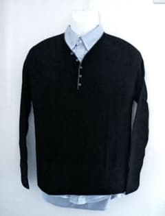 【未着用】無印良品＊ヘンリーネックニットセーターM Black